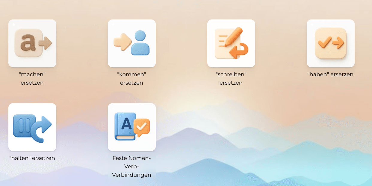 Übungsbereiche mit Wortfindung und Ersetzungsübungen
